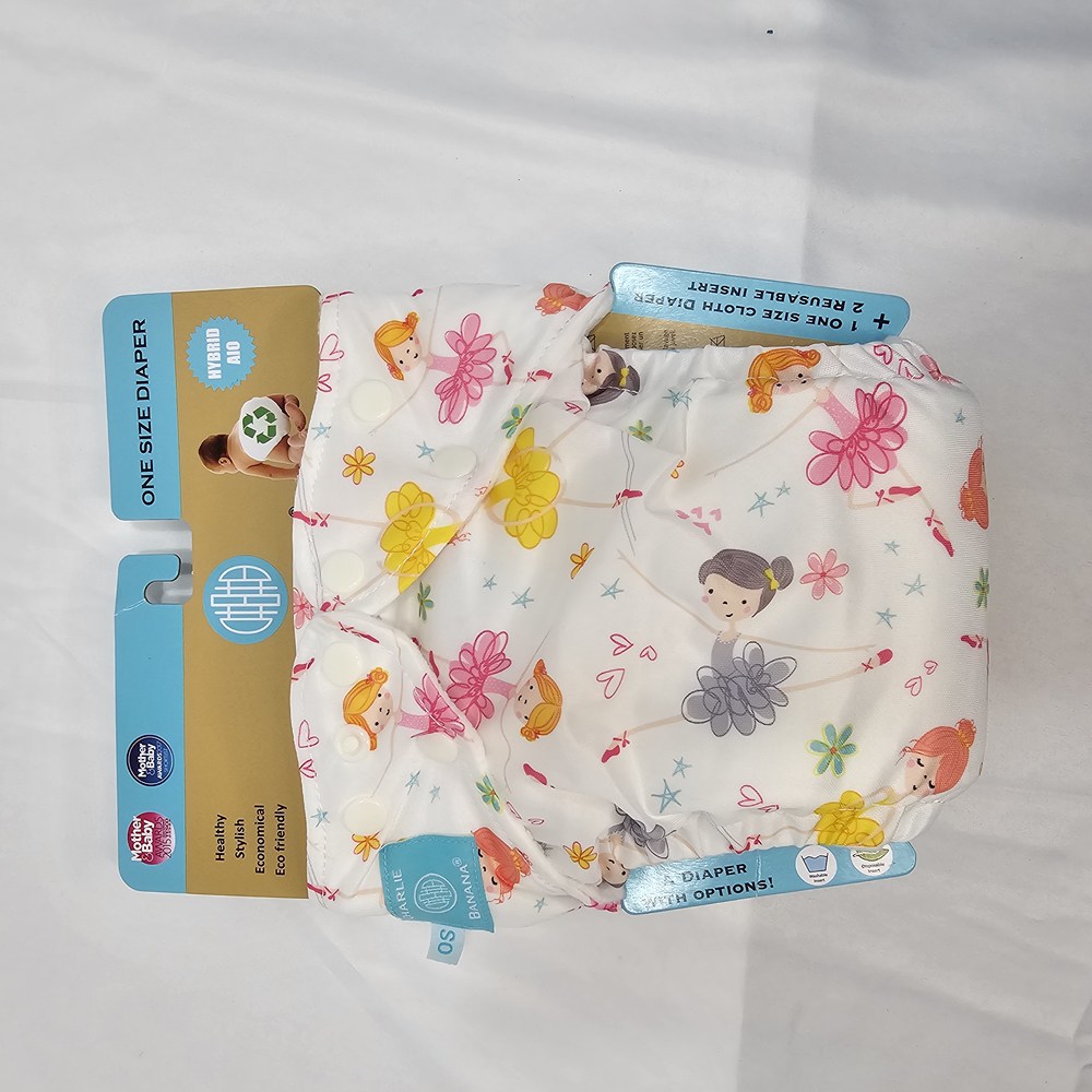 NWT Charlie Banana One Size Cloth Diaper, Diva Ballerina